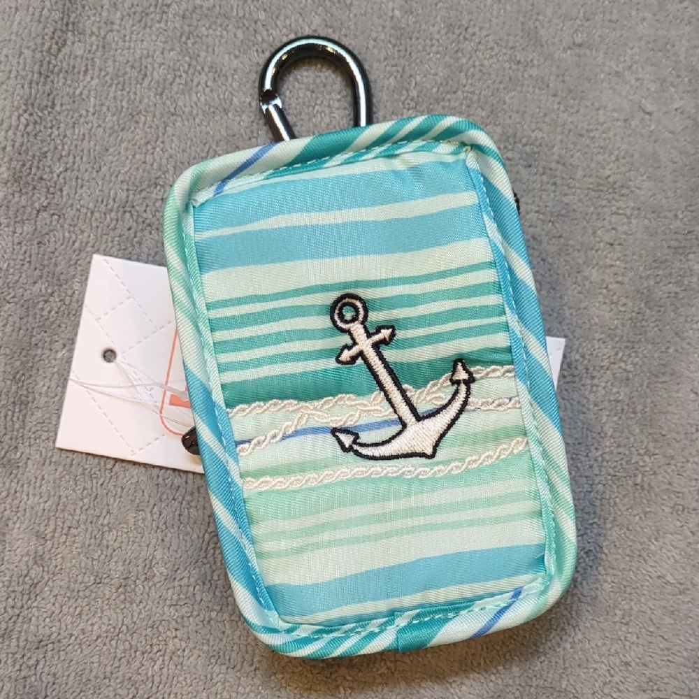 Lug Embroidered Drizzle Zip Storage Pouch - Love Waves Aqua - NWT